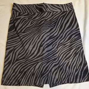 Studio Works Black and Gray Zebra Print A-Line Skirt